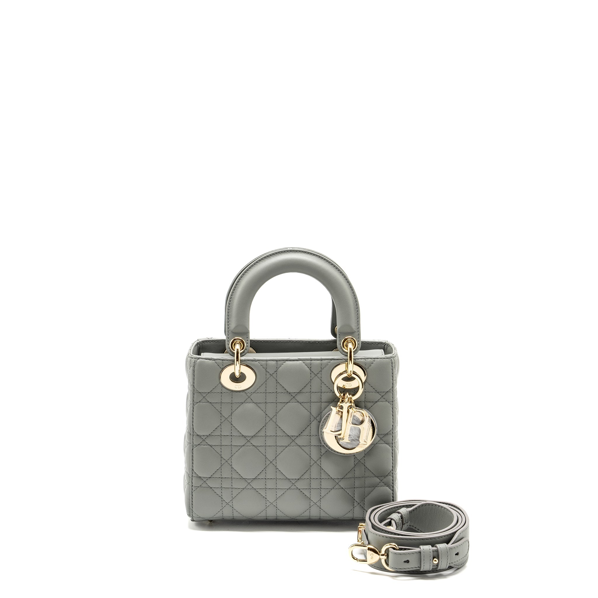 DIOR MY ABC DIOR SMALL LADY DIOR LAMBSKIN STONE GREY LGHW