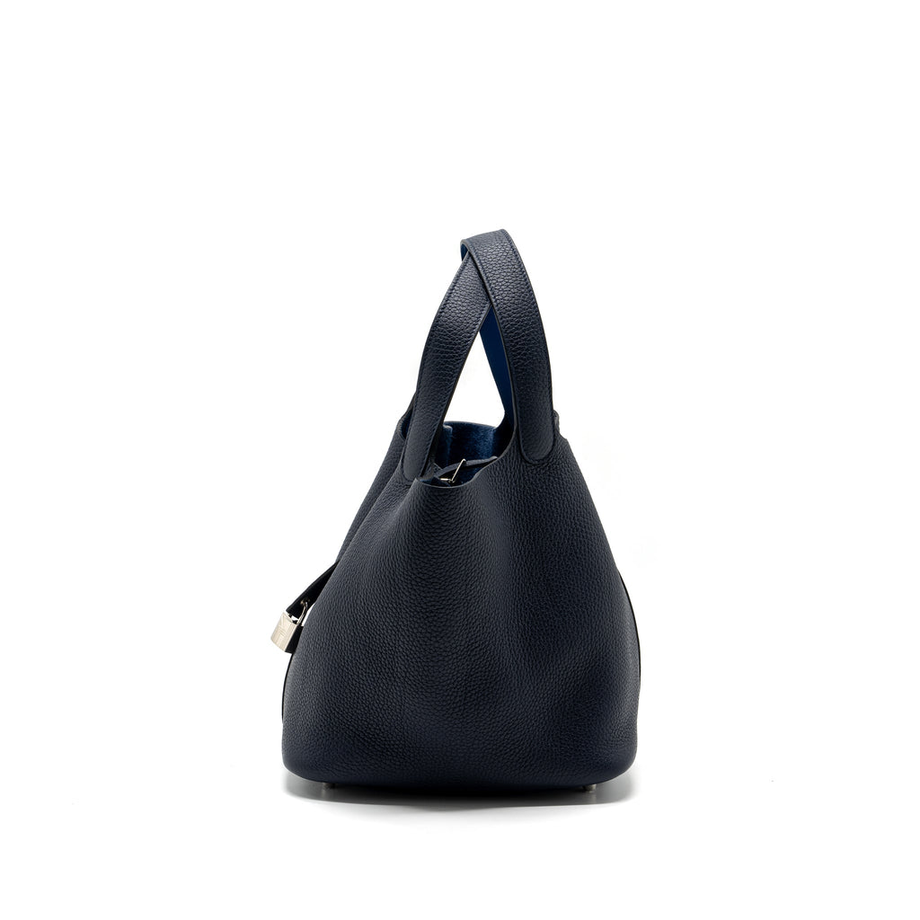 HERMES PICOTIN 22 LOCK BAG CLEMENCE/ SWIFT BLUE NUIT / BLUE FRANCE SHW