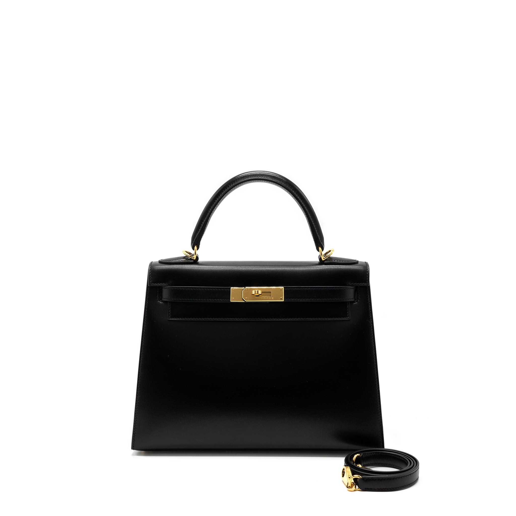 HERMES KELLY 28 BOX CALFSKIN BLACK GHW