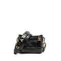 CHANEL SMALL GABRIELLE HOBO BAG WITH TOP HANDLE AGED CALFSKIN BLACK MULTICOLOURED HARDWARE