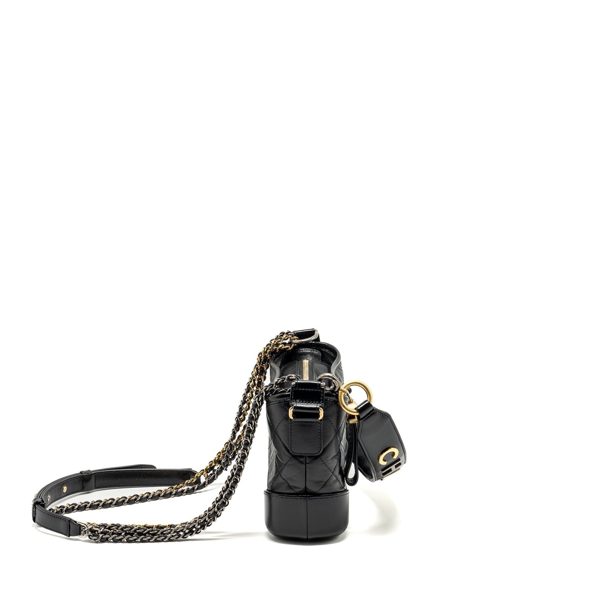 CHANEL SMALL HANDLE GABRIELLE HOBO BAG CALFSKIN BLACK MULTICOLOUR HARDWARE