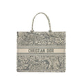 DIOR LARGE BOOK TOTE ECRU AND GREY TOILE DE JOUY EMBROIDERY