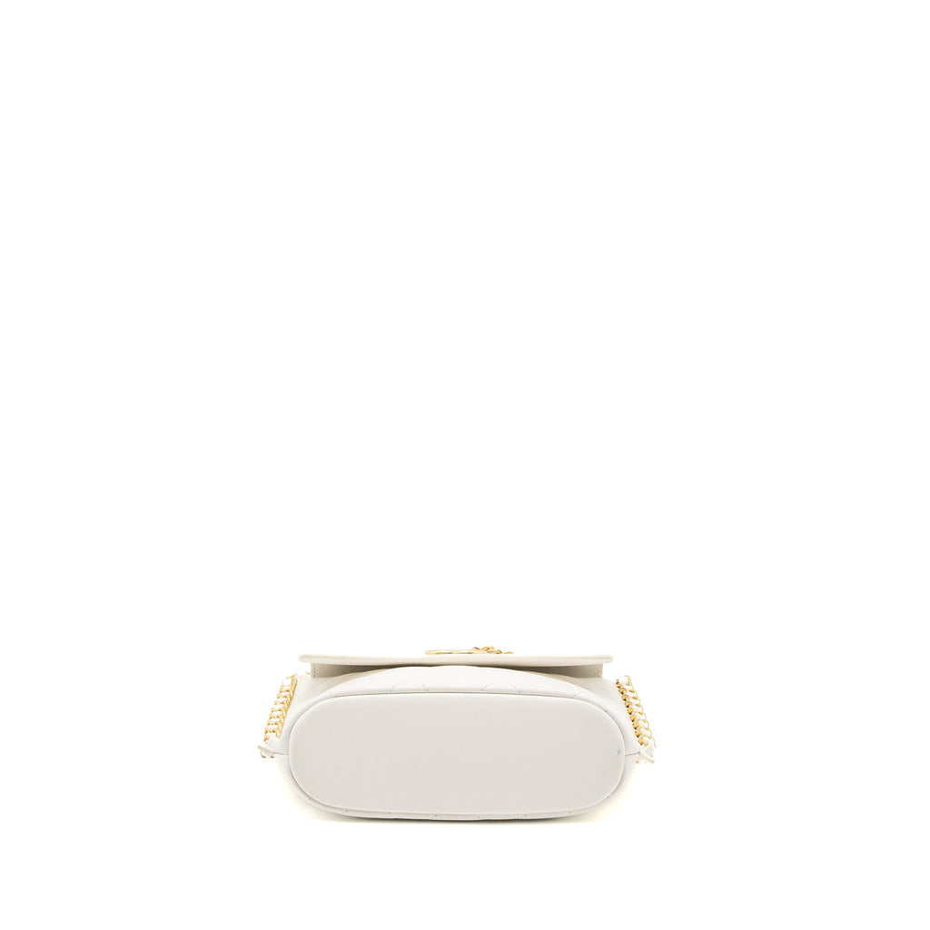 CHANEL CROSSBODY SQUARE FLAP BAG LAMBSKIN WHITE BRUSHED GHW