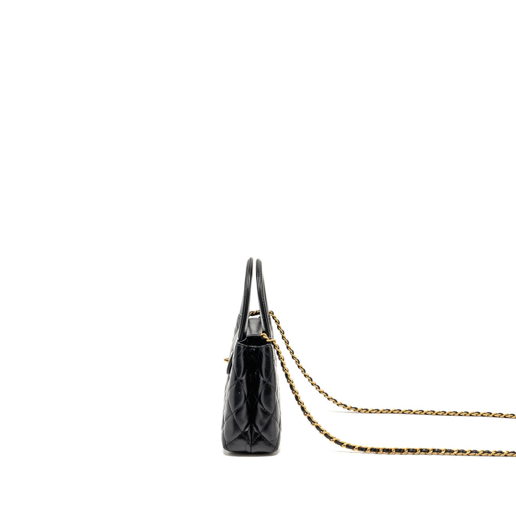 CHANEL MINI KELLY SHOPPING TOTE BAG CALFSKIN BLACK GHW (MICROCHIP)