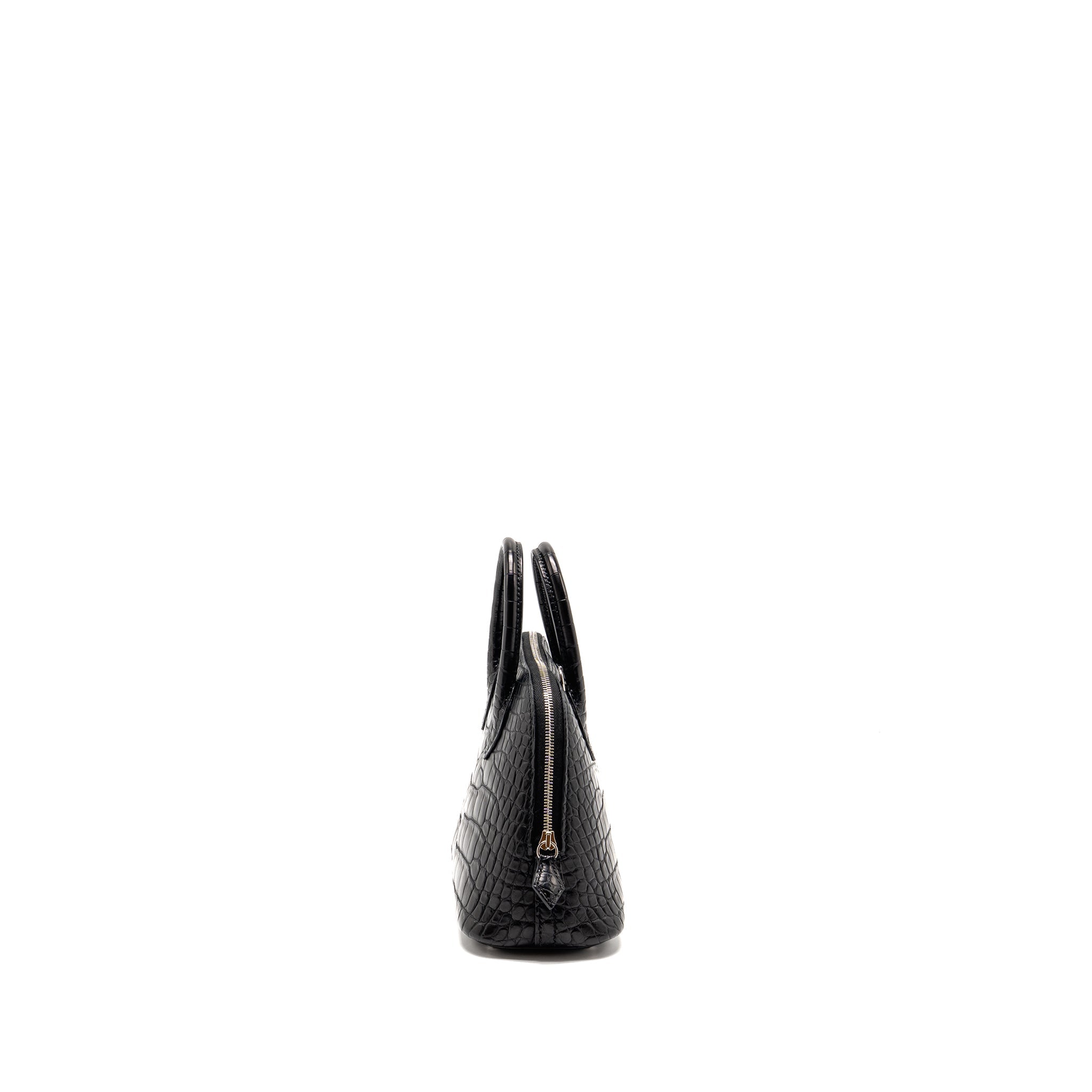 HERMES MINI BOLIDE ALLIGATOR MISSISSIPPIENSIS MAT BLACK SHW