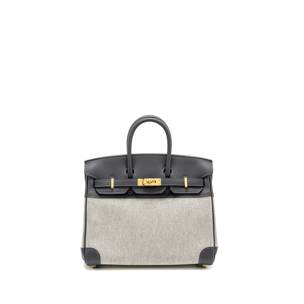 HERMES BIRKIN 25 TOILE SWIFT/CANVAS ECRU-ARDOISE/ARDOISE GHW