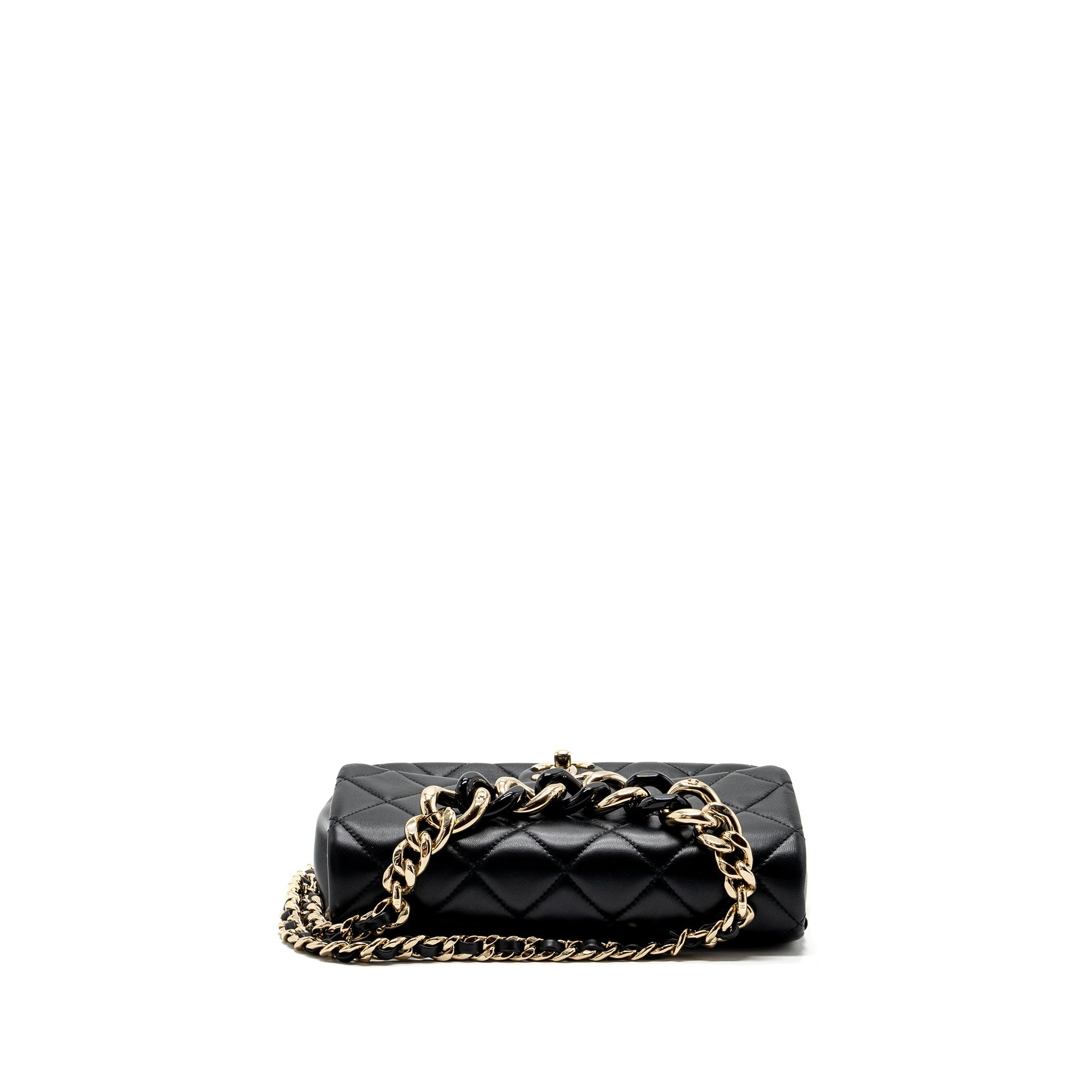 CHANEL GIANT CHAIN FLAP BAG LAMBSKIN BLACK MULTICOLOUR HARDWARE(MICROCHIP)