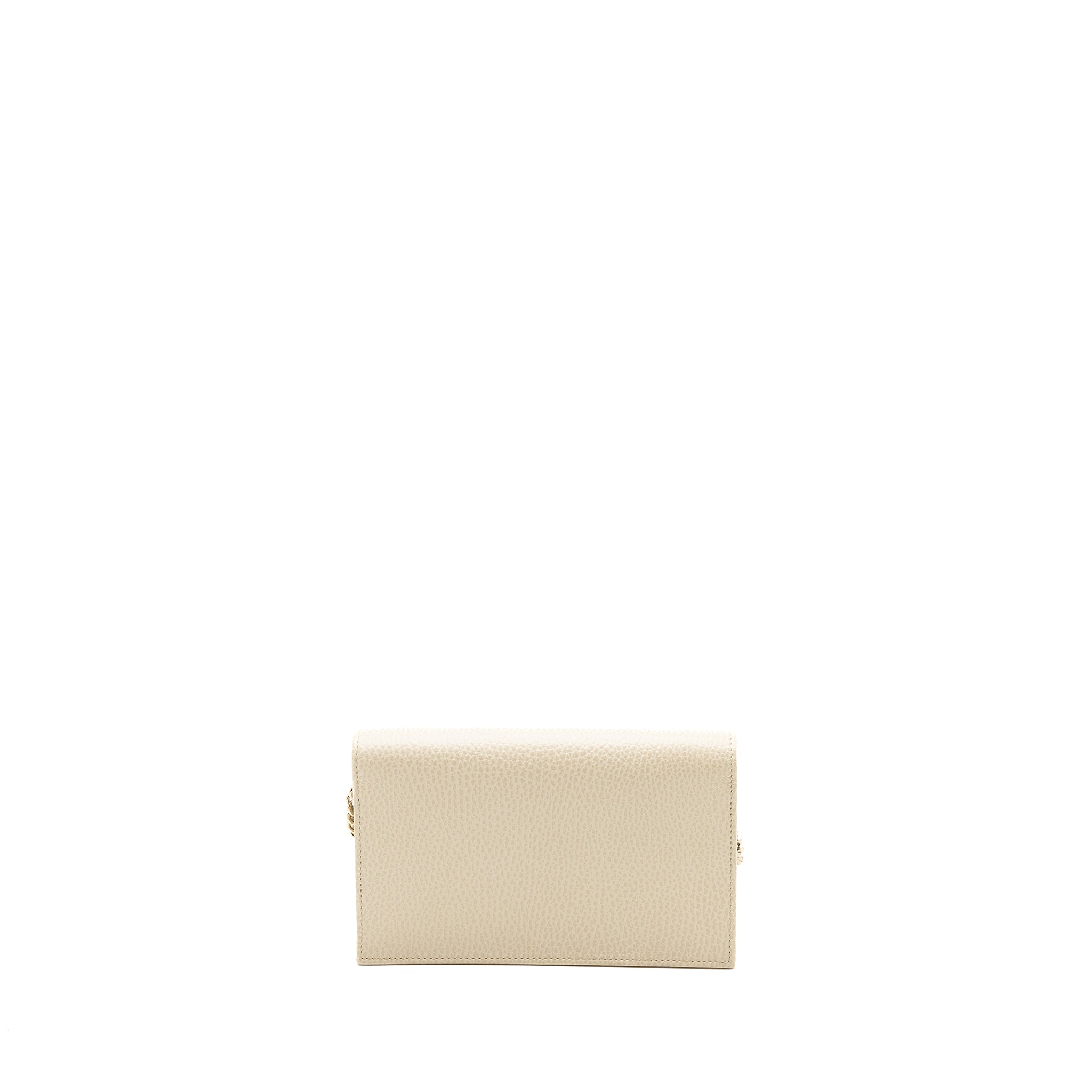 GUCCI INTERLOCKING G CROSSBODY CHAIN BAG WALLET LEATHER WHITE LGHW