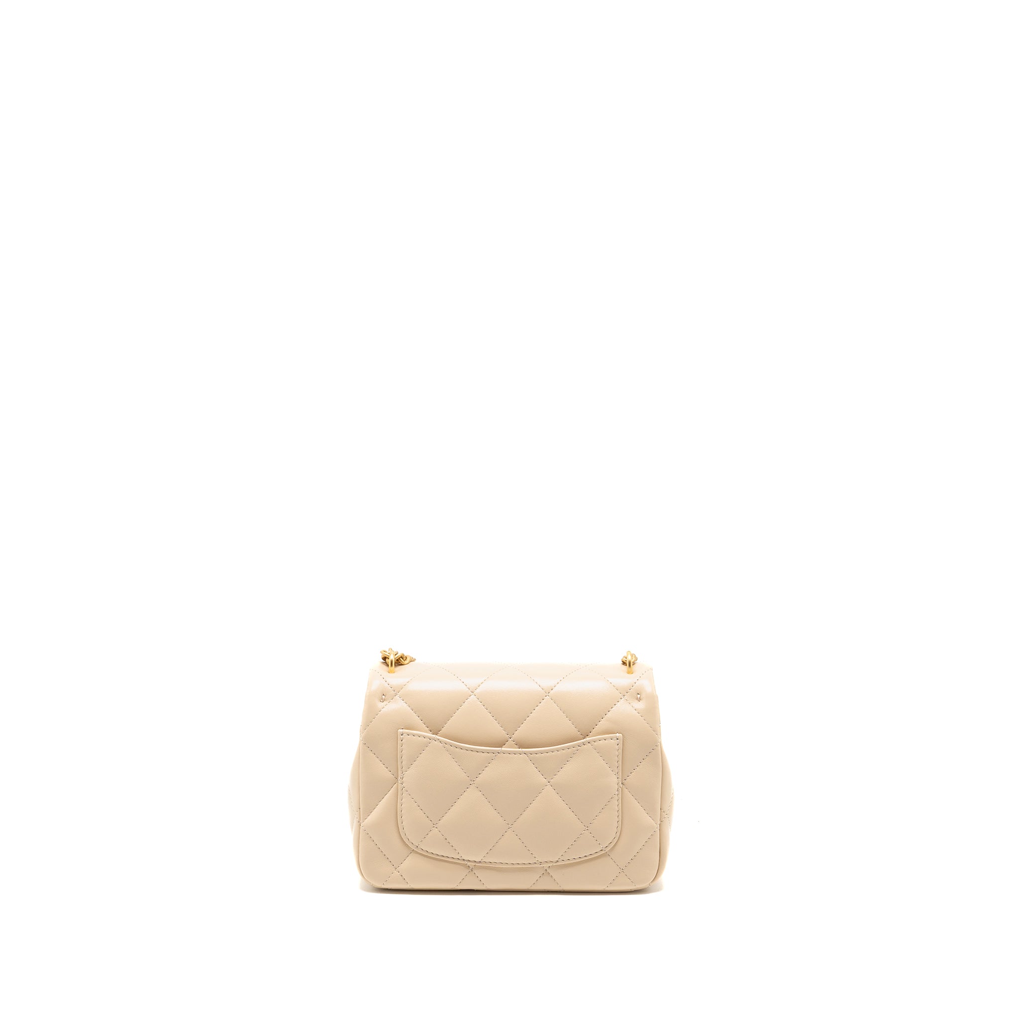 CHANEL 25C COCO LOVE ADJUSTABLE CHAIN SHINY LAMBSKIN BEIGE GHW (MICROCHIP)