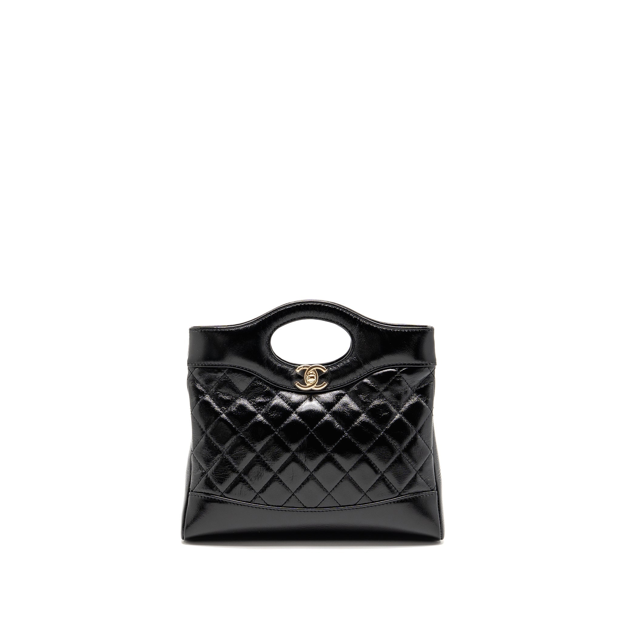 CHANEL 24S MINI 31 BAG SHINY LAMBSKIN BLACK LGHW (MICROCHIP)