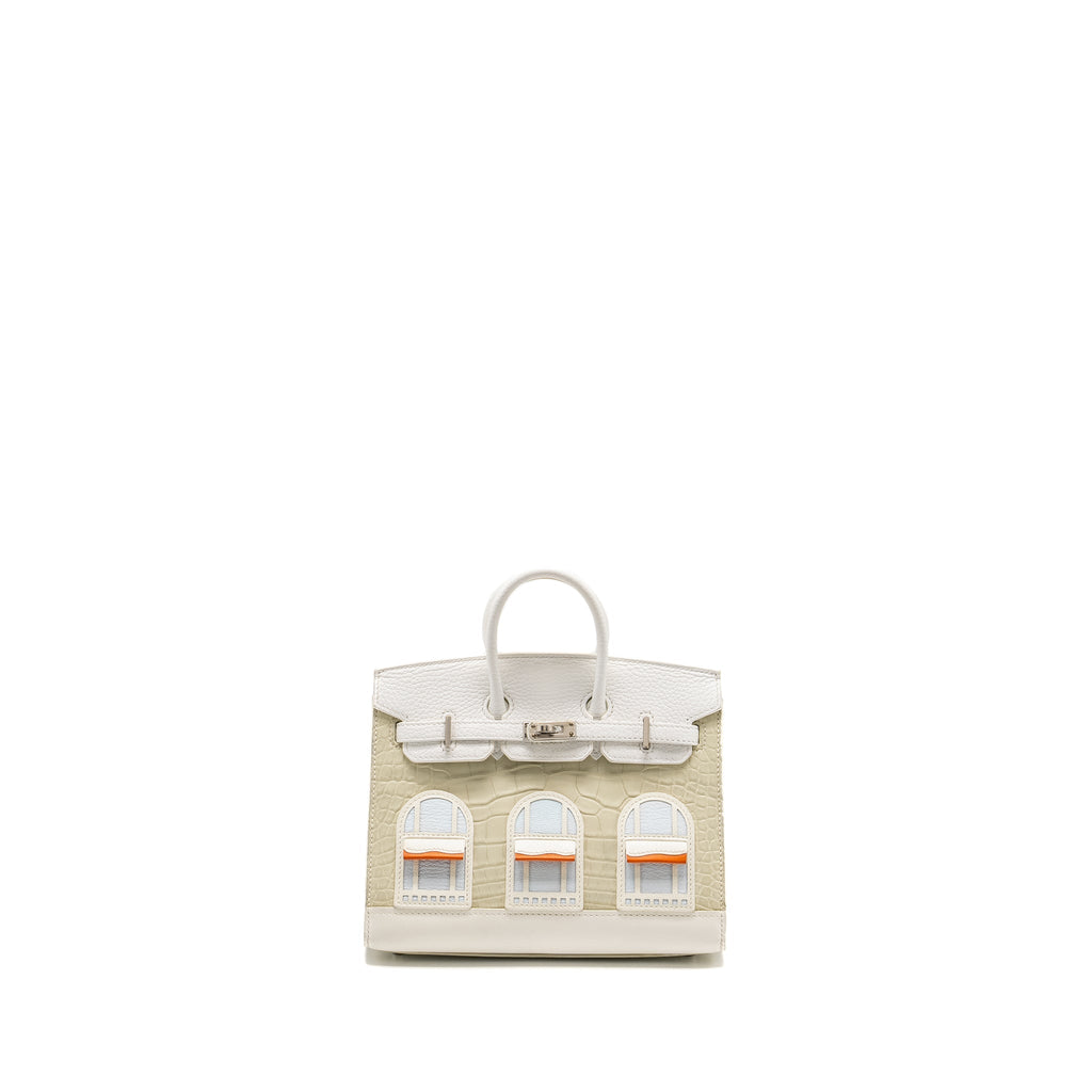 HERMES BIRKIN 20 FAUBOURG SNOW MATT ALLIGATOR / TOGO / EPSOM/ SWIFT BETON SHW