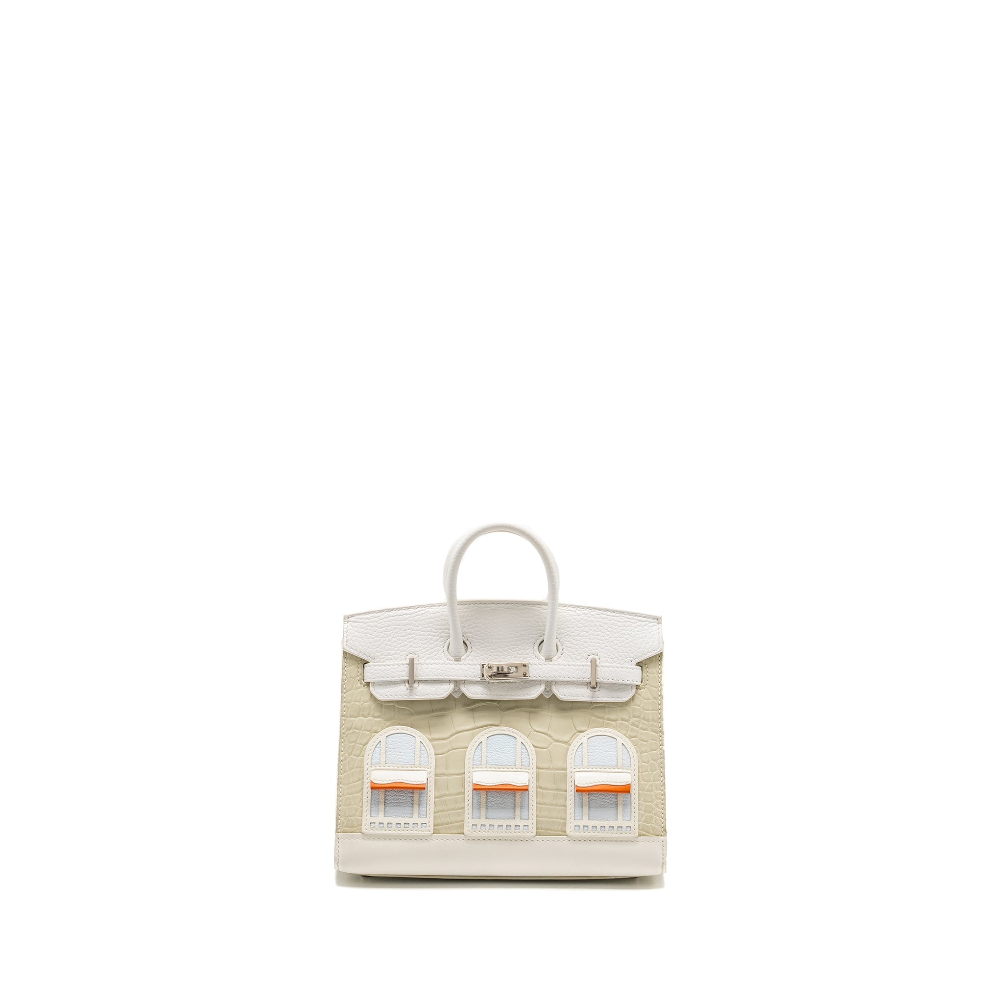 HERMES BIRKIN 20 FAUBOURG SNOW MATT ALLIGATOR / TOGO / EPSOM/ SWIFT BETON SHW