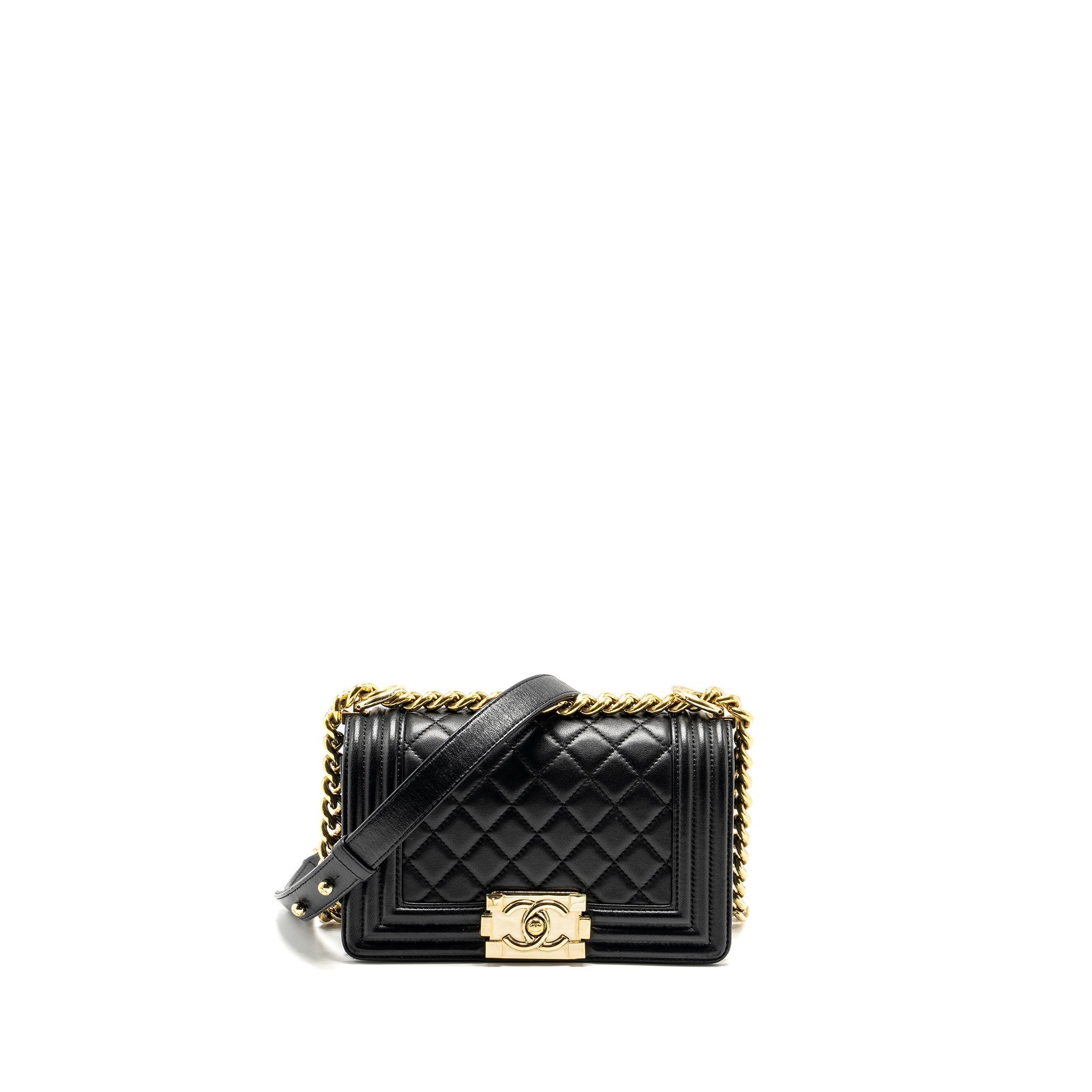 CHANEL SMALL BOY BAG LAMBSKIN BLACK GHW