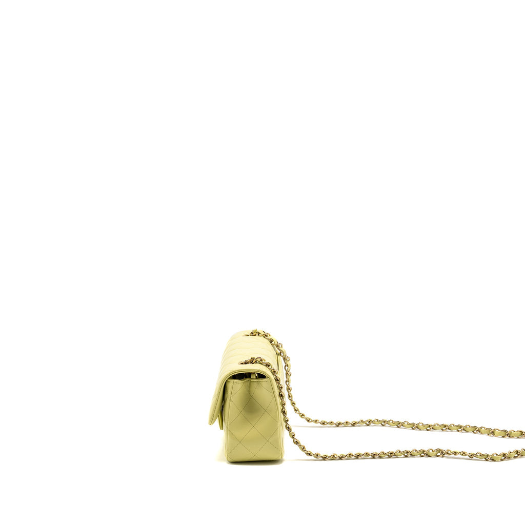 CHANEL MINI RECTANGULAR FLAP BAG LAMBSKIN PISTACHIO LGHW (MICROCHIP)