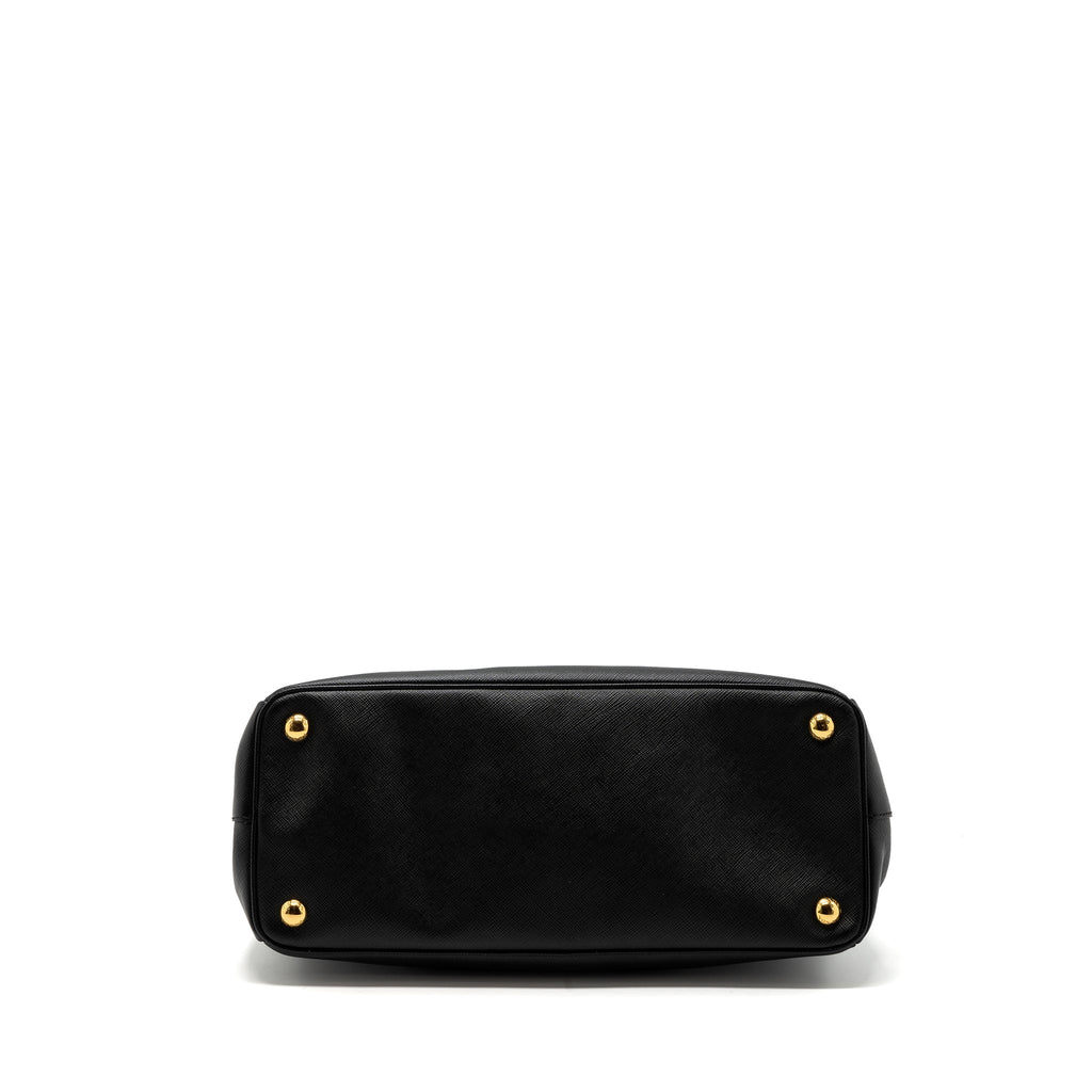 PRADA DOUBLE ZIP TOTE BAG SAFFIANO CALFSKIN BLACK GHW