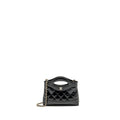 CHANEL MINI 31 CLUTCH WITH CHAIN SHINY LAMBSKIN BLACK LGHW (MICROCHIP)
