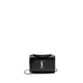 SAINT LAURENT/YSL SUNSET BAG CROC-EMBOSSED CALFSKIN BLACK SHW