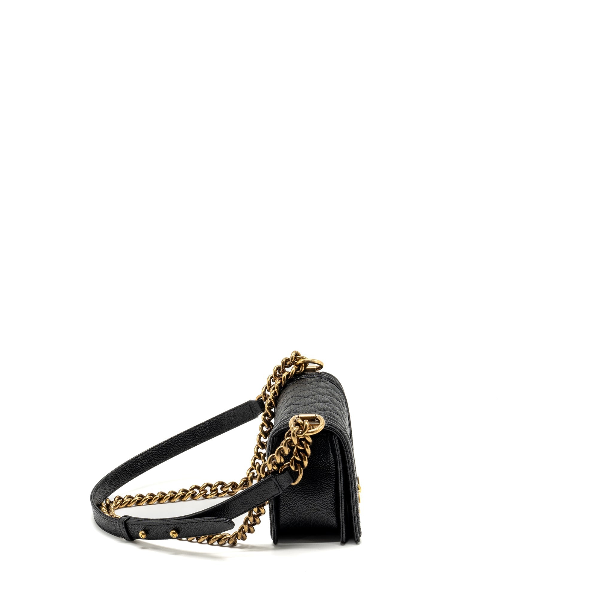 CHANEL SMALL BOY BAG CAVIAR BLACK RUTHENIUM GHW