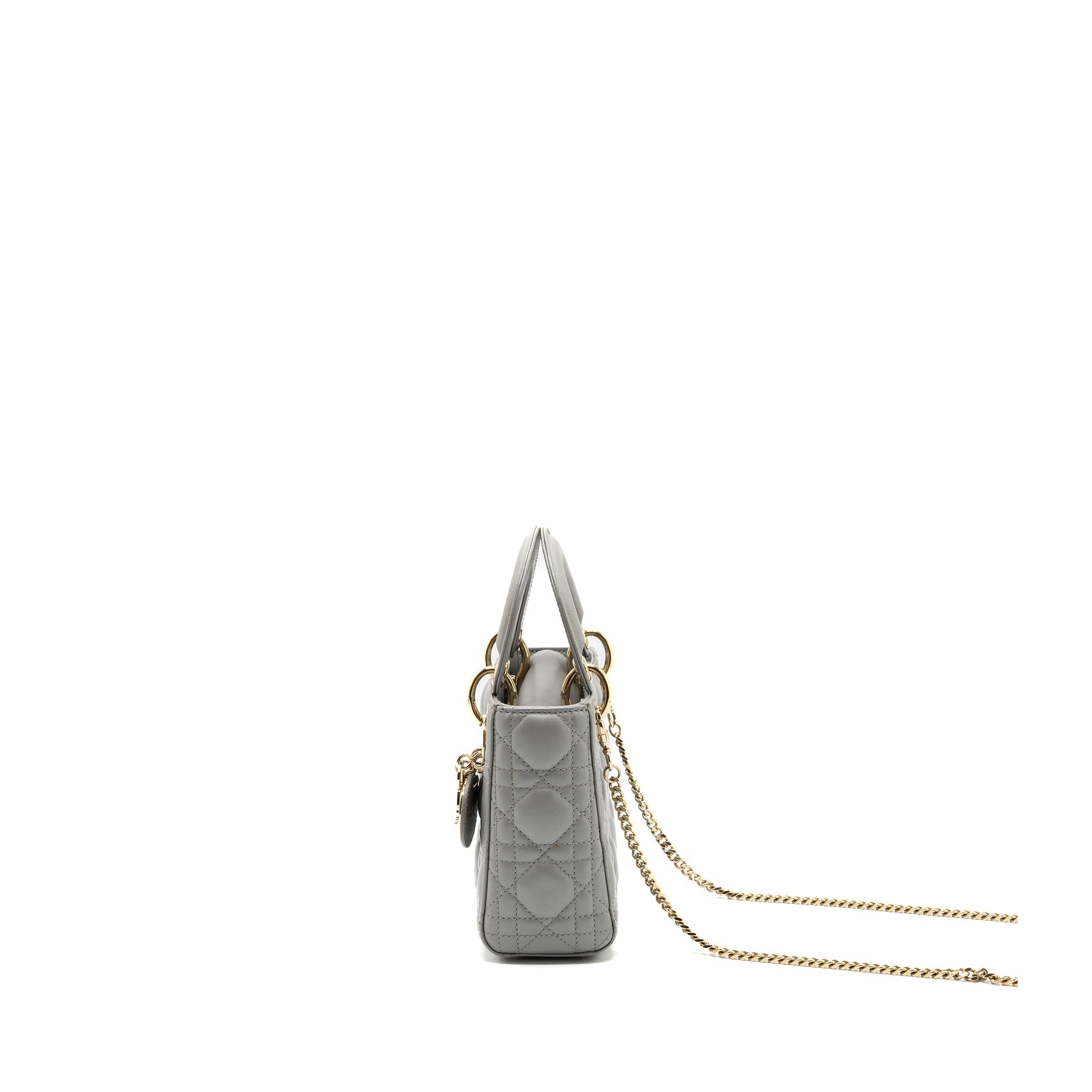 DIOR MINI LADY DIOR LAMBSKIN GREY LGHW