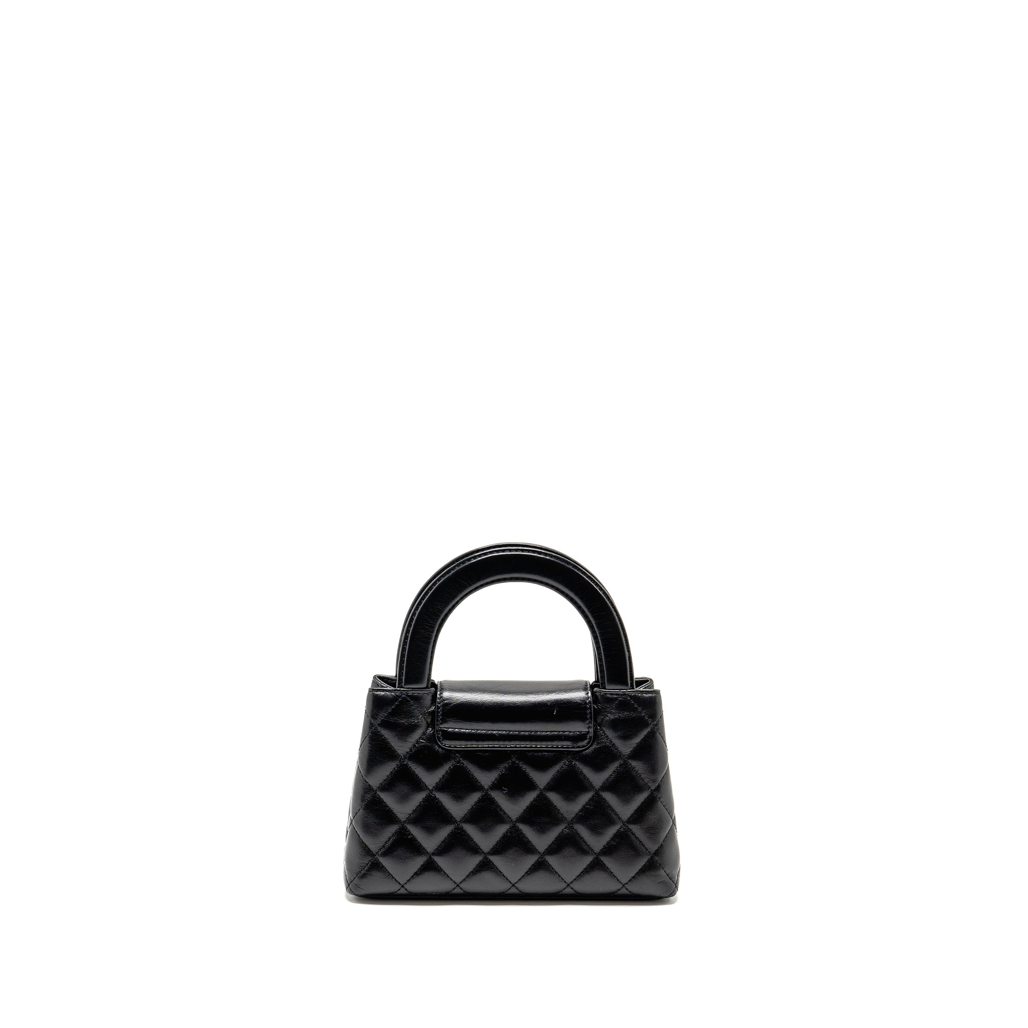 CHANEL MINI KELLY SHOPPING TOTE BAG CALFSKIN BLACK GHW (MICROCHIP)