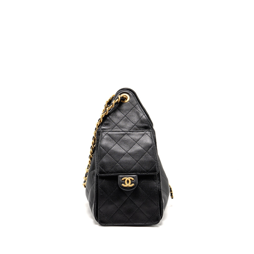 CHANEL SMALL 25 BAG CAVIAR BLACK GHW (MICROCHIP)