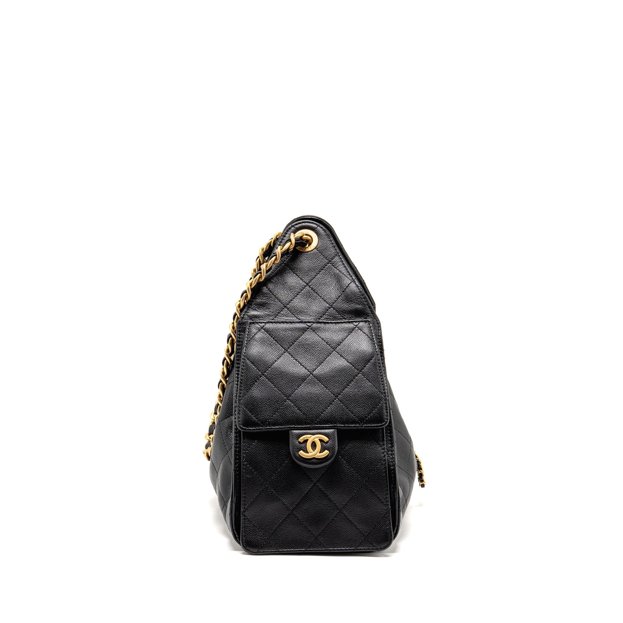 CHANEL SMALL 25 BAG CAVIAR BLACK GHW (MICROCHIP)