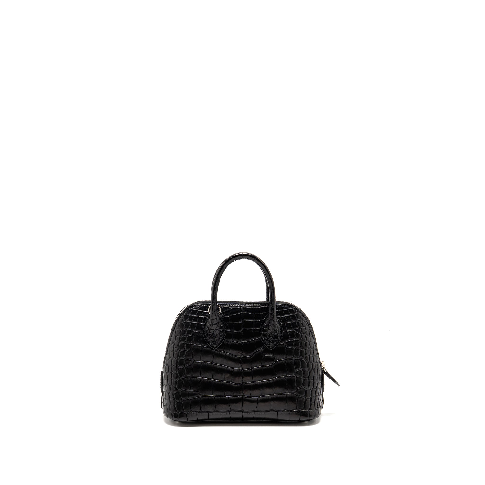 HERMES MINI BOLIDE ALLIGATOR MISSISSIPPIENSIS MAT BLACK SHW