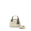 DIOR LADY 95.22 HANDBAG LAMBSKIN WHITE WITH BLACK HARDWARE