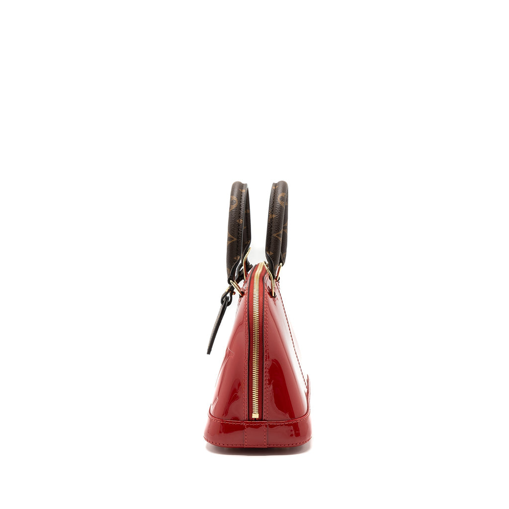 LOUIS VUITTON ALMA BB LIMITED EDITION VERNI MIROIR PATENT RED/MONOGRAM CANVAS GHW