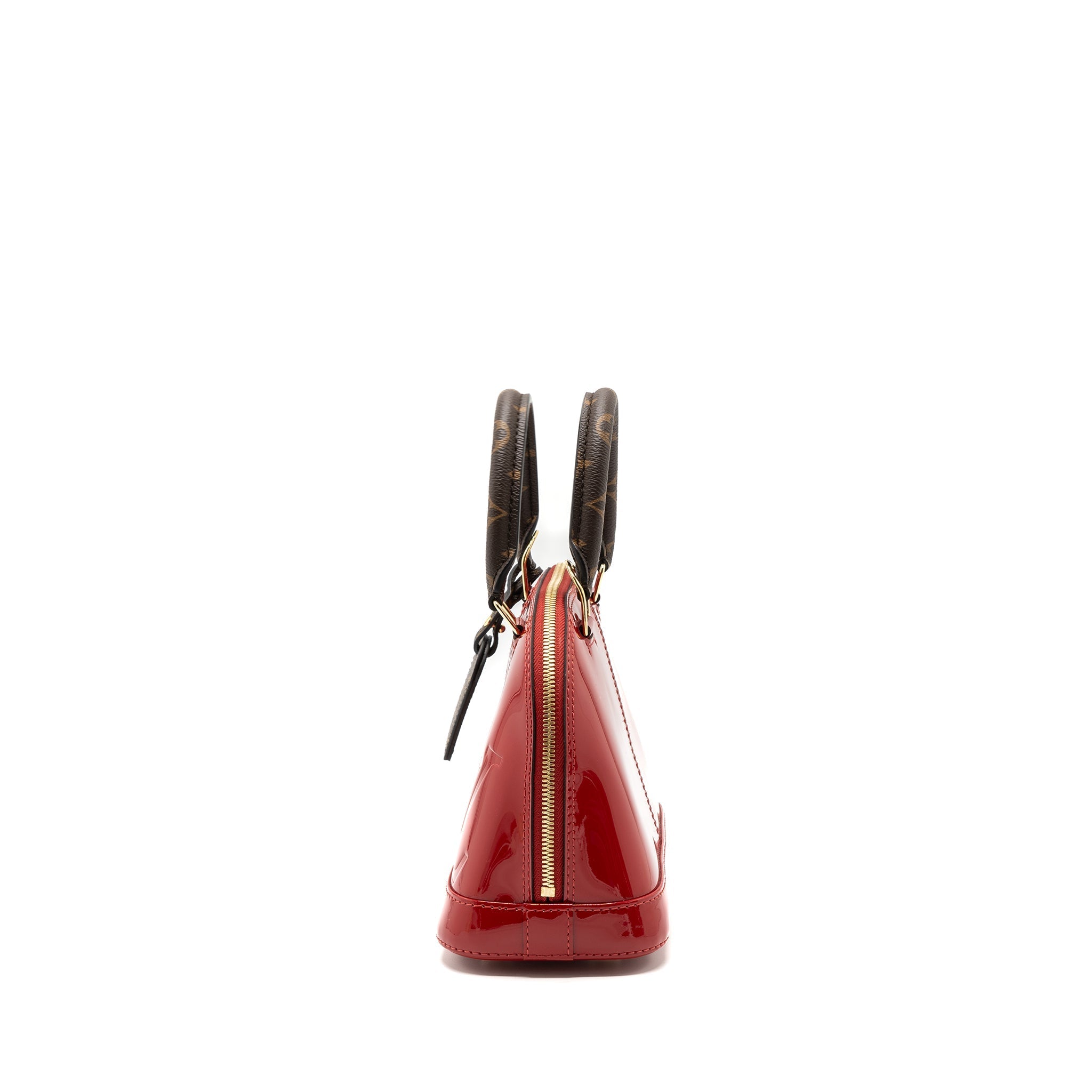 LOUIS VUITTON ALMA BB LIMITED EDITION VERNI MIROIR PATENT RED/MONOGRAM CANVAS GHW