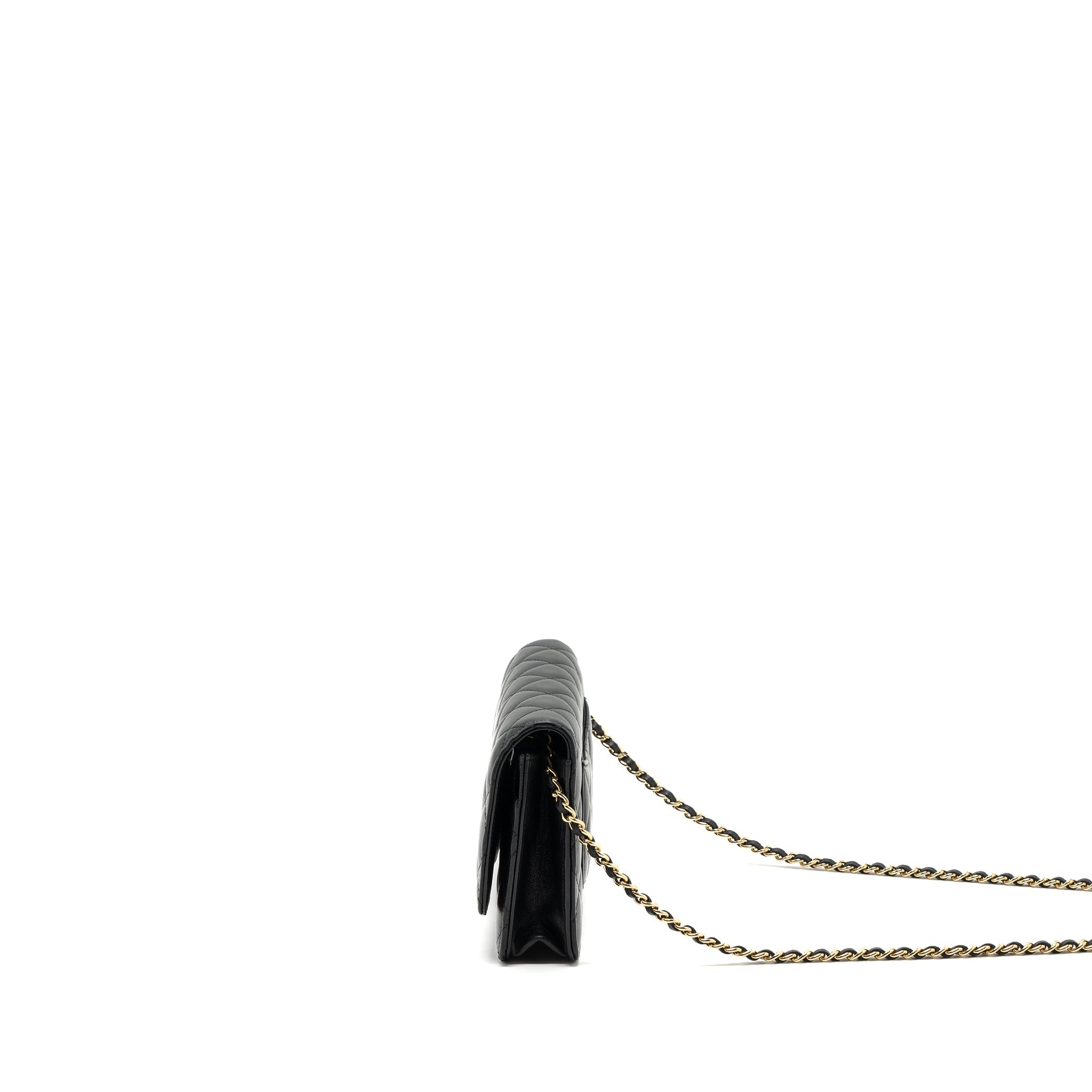 CHANEL CLASSIC WALLET ON CHAIN LAMBSKIN BLACK GHW