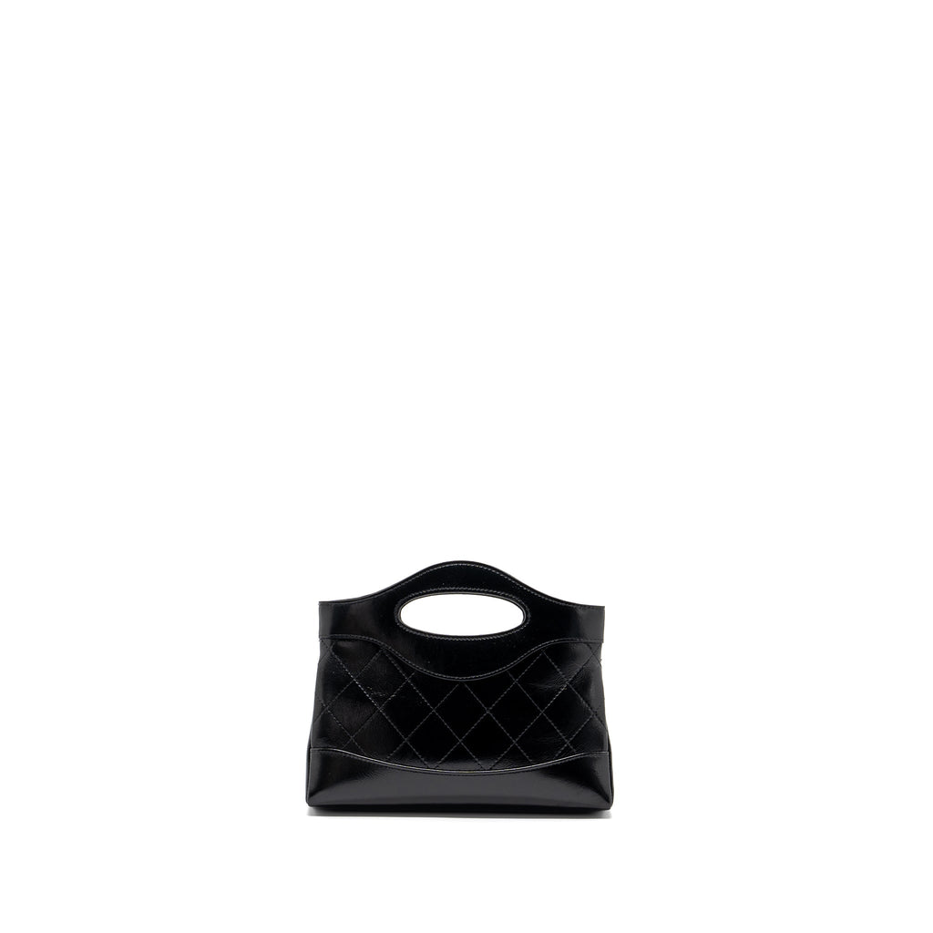 CHANEL 24C MINI 31 CLUTCH WITH CHAIN SHINY CALFSKIN BLACK LGHW (MICROCHIP)