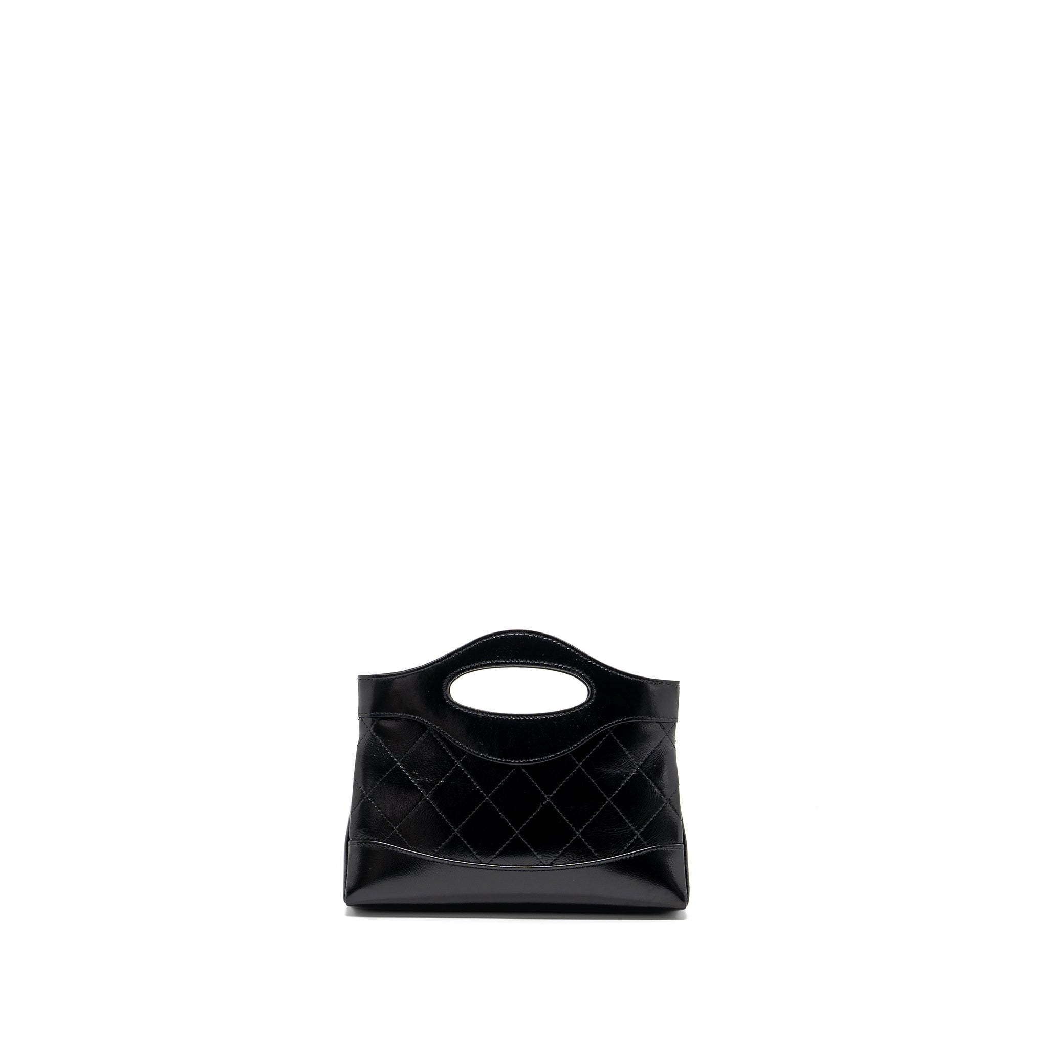 CHANEL 24C MINI 31 CLUTCH WITH CHAIN SHINY CALFSKIN BLACK LGHW (MICROCHIP)