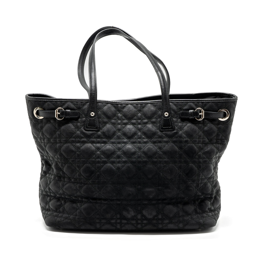 DIOR SHOPPING TOTE BAG FABRIC/LEATHER BLACK SHW