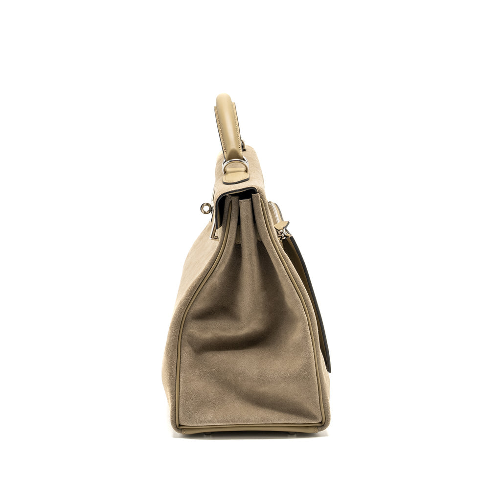 HERMES MAXI KELLY 42 GRIZZLY/SWIFT GRIS CAILLOU / BEIGE MARFA SHW