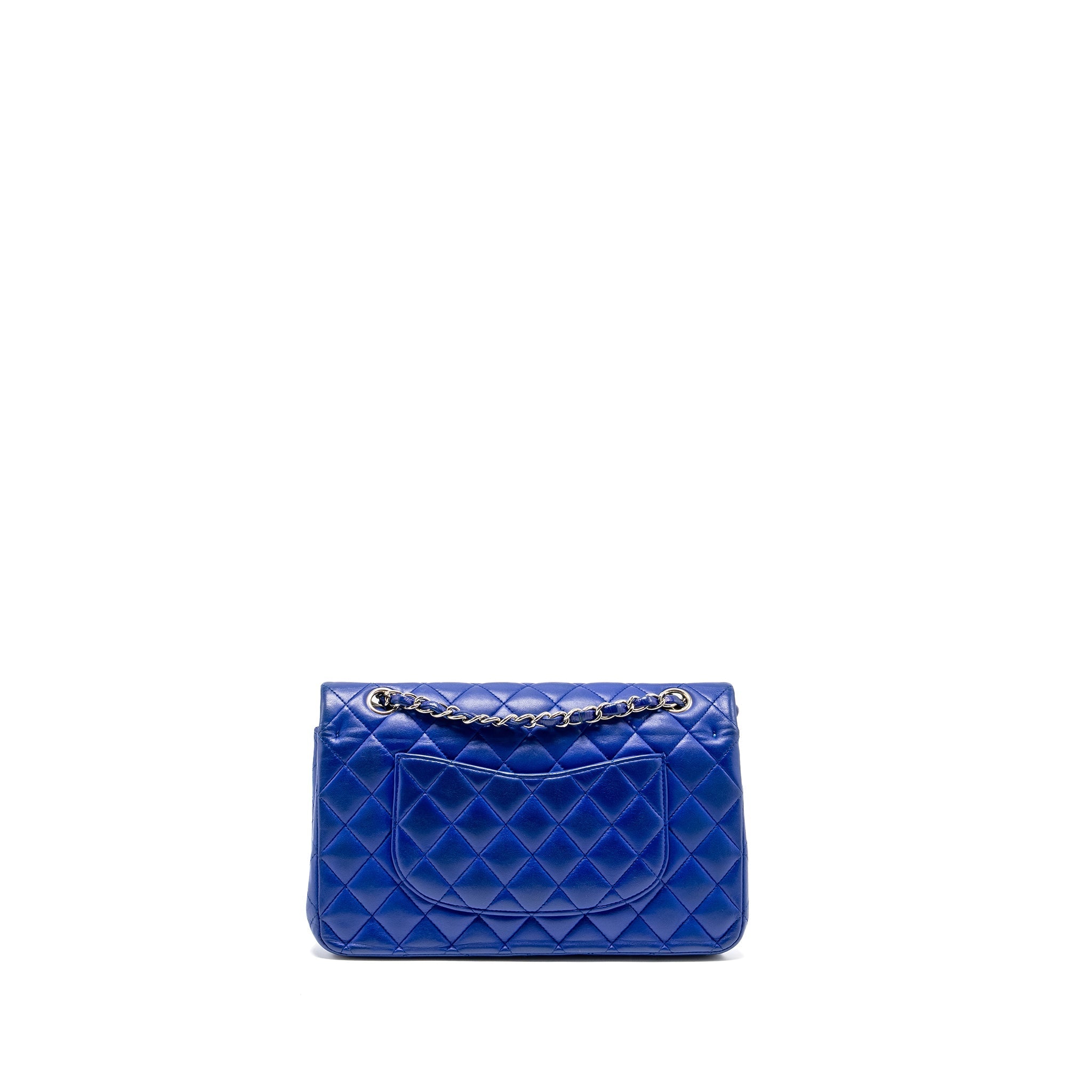 CHANEL MEDIUM CLASSIC DOUBLE FLAP BAG LAMBSKIN BLUE SHW