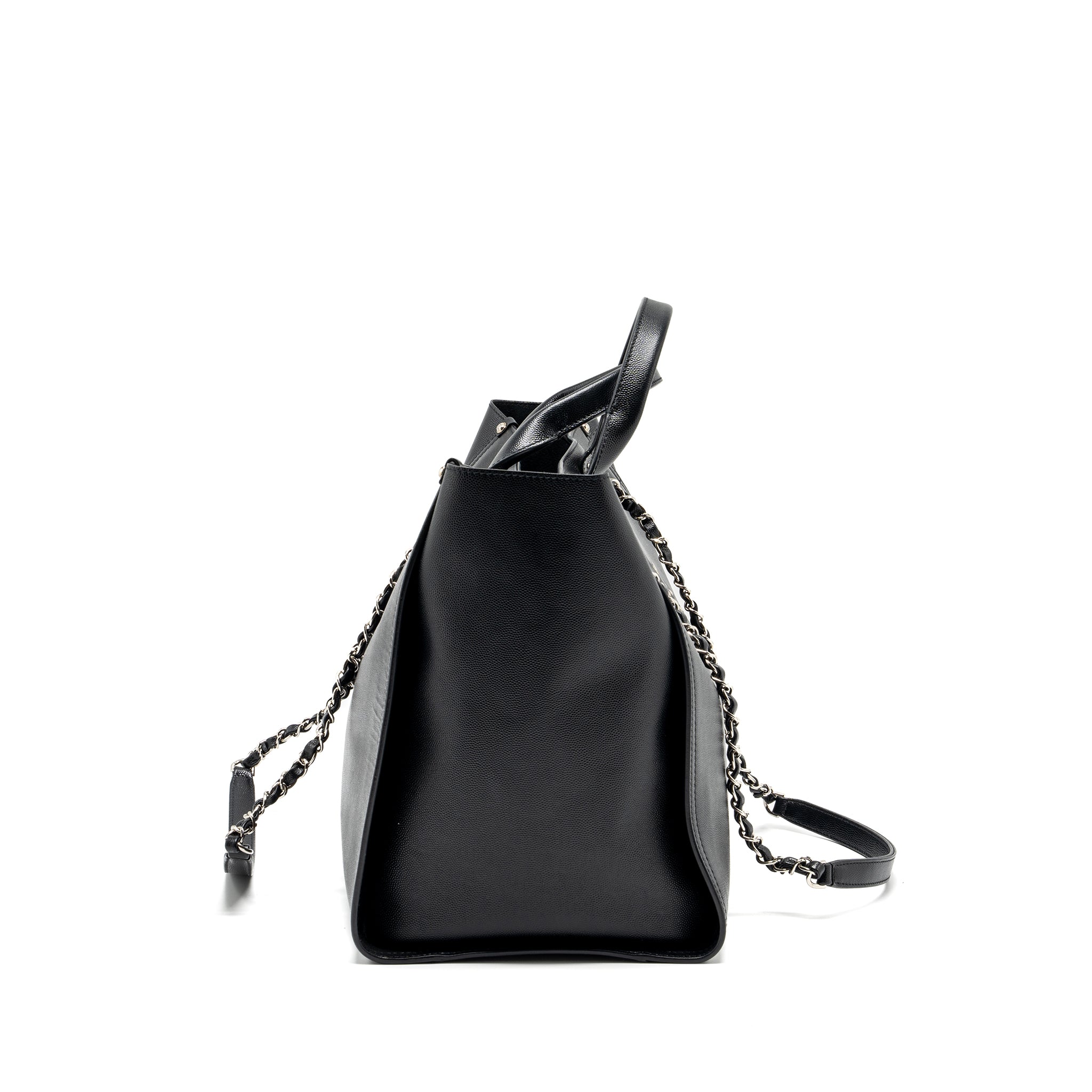 CHANEL DEAUVILLE STUDDED TOTE BAG CAVIAR BLACK SHW