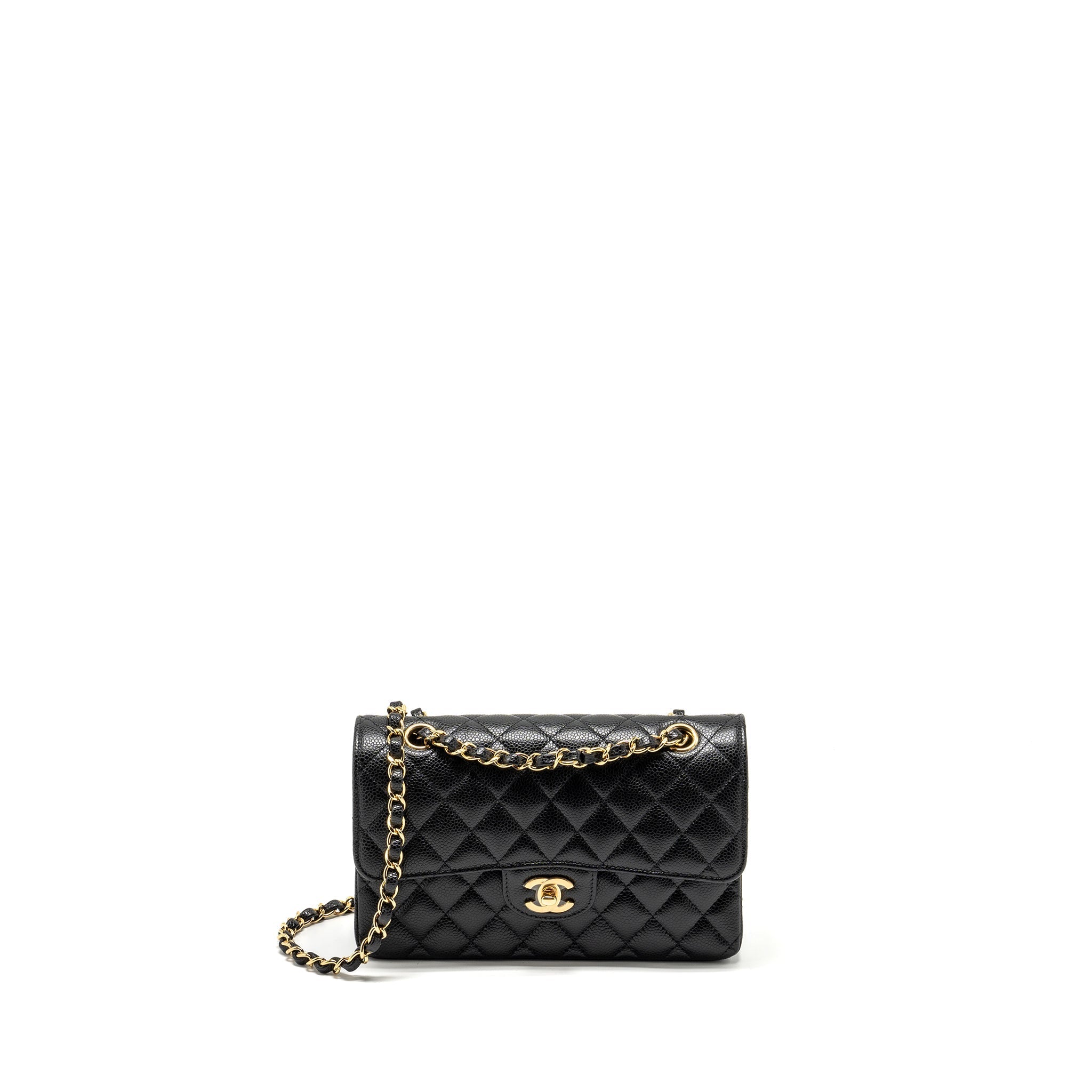 CHANEL SMALL CLASSIC DOUBLE FLAP BAG CAVIAR BLACK GHW