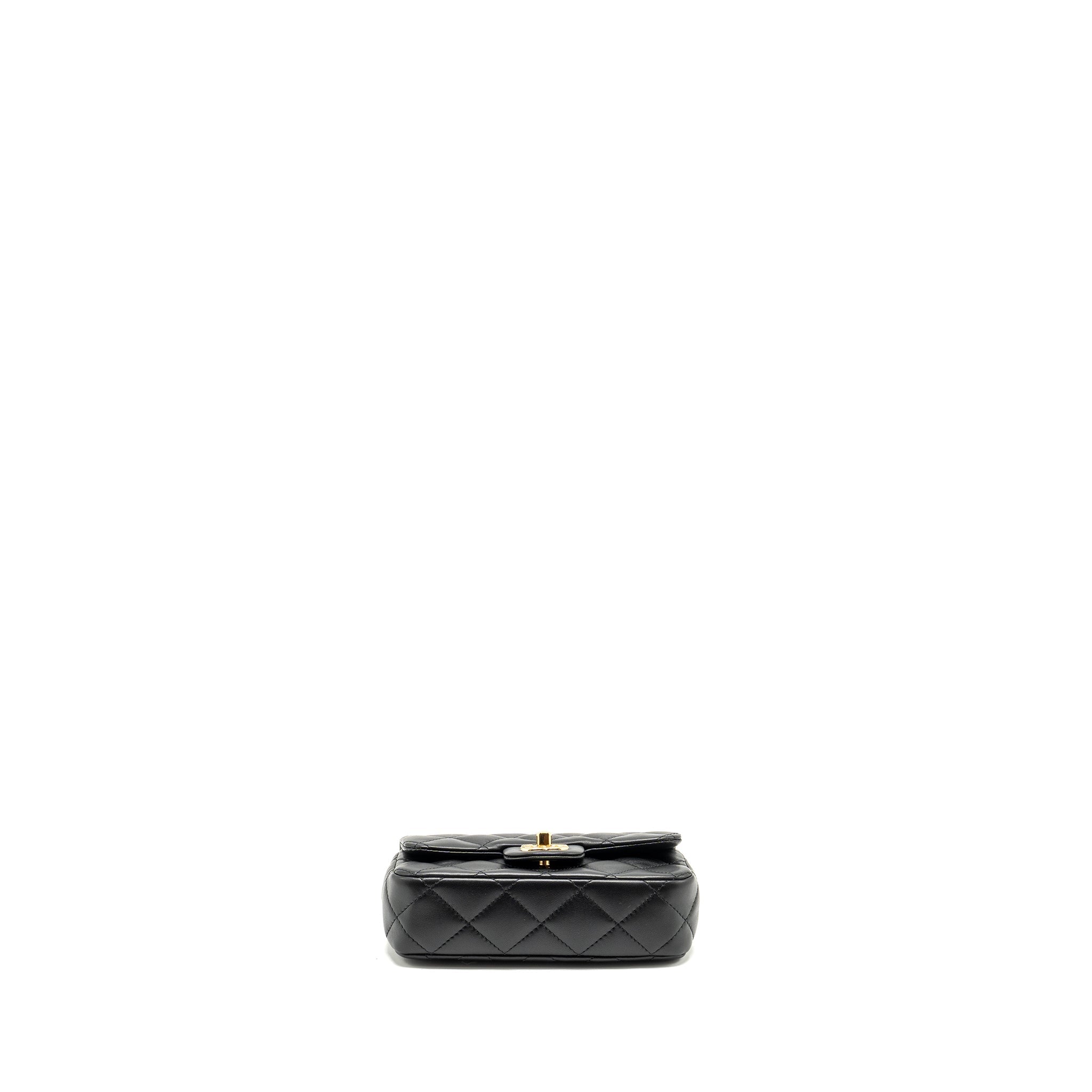 CHANEL 24S TOP HANDLE MINI FLAP BAG LAMBSKIN BLACK GHW (MICROCHIP)