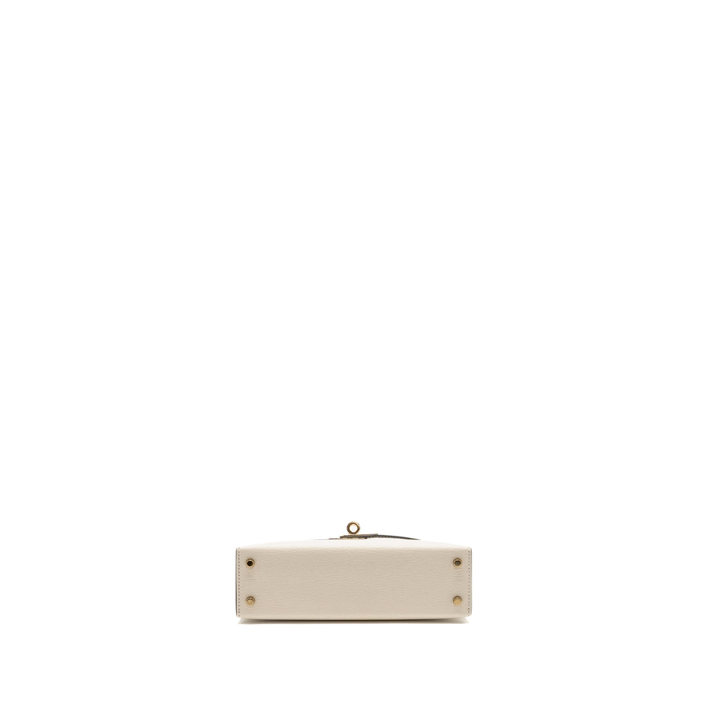 HERMES MINI KELLY II SPECIAL ORDER CHÈVRE MYSORE NATA/BLACK LGHW