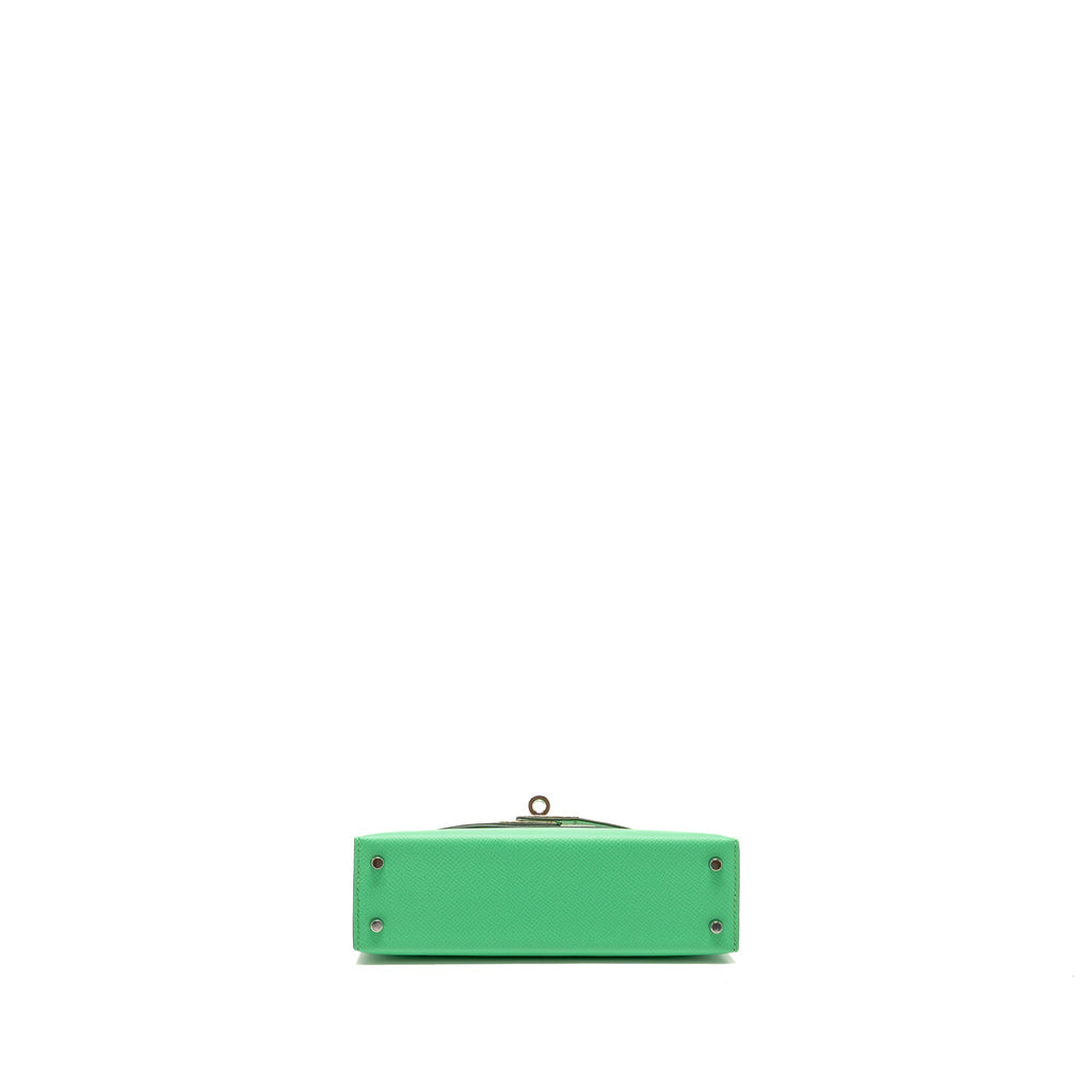 HERMES MINI KELLY II EPSOM VERT COMICS/VERT FIZZ/GRIS PALE SHW