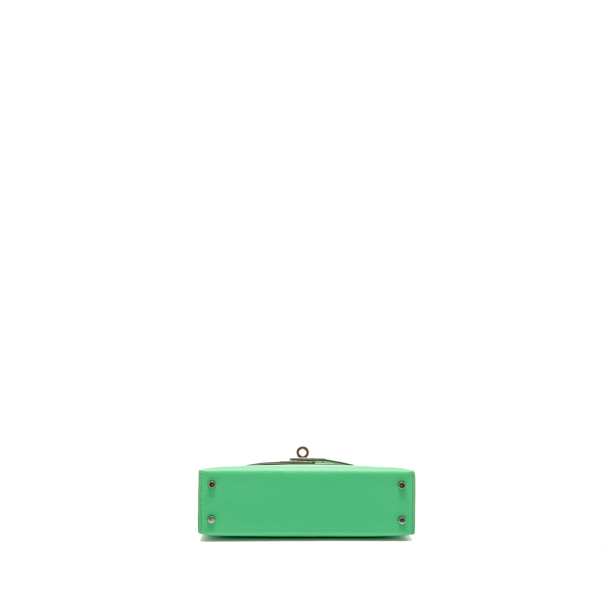 HERMES MINI KELLY II EPSOM VERT COMICS/VERT FIZZ/GRIS PALE SHW