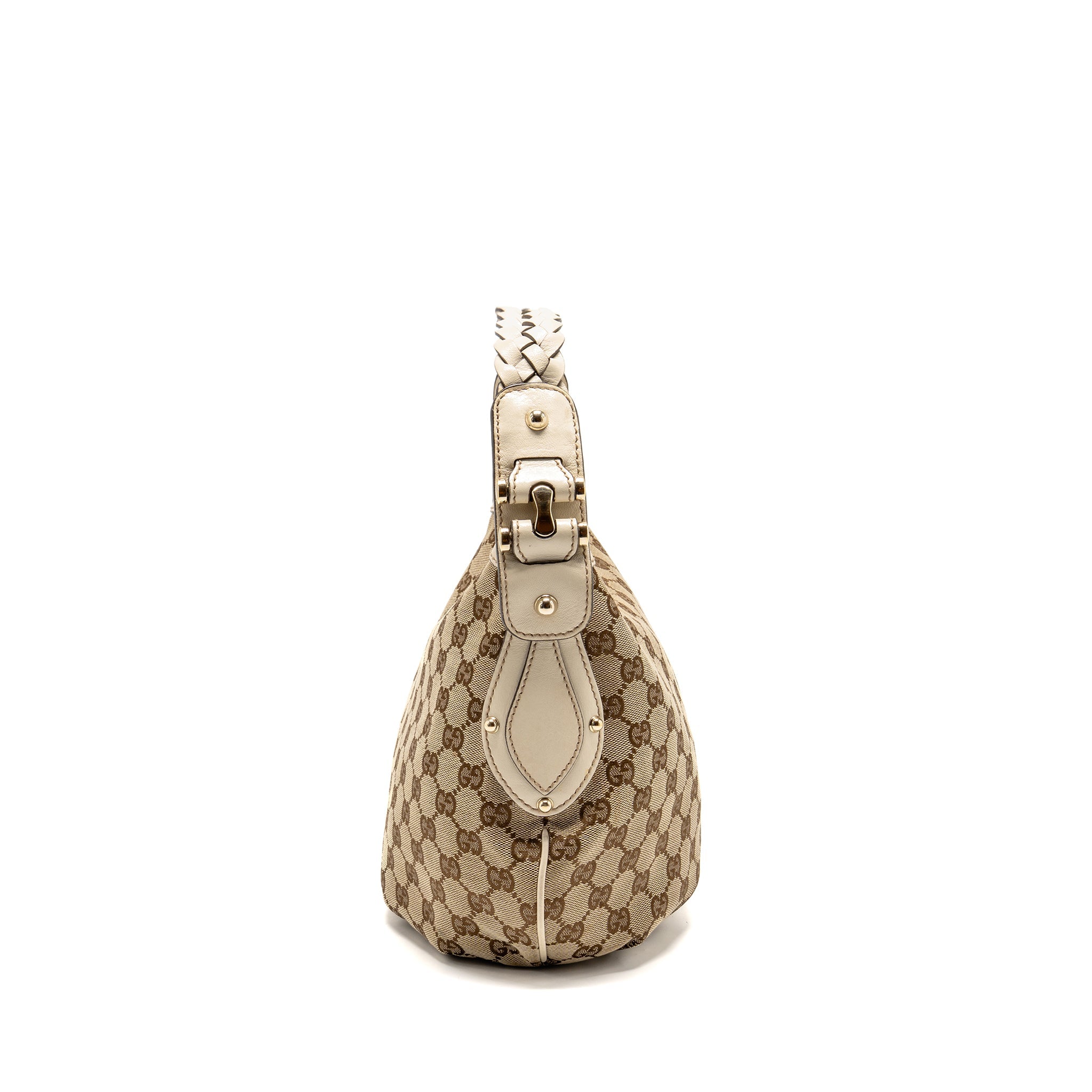 GUCCI PELHAM HOBO BAG GG CANVAS / LEATHER BEIGE/WHITE LGHW