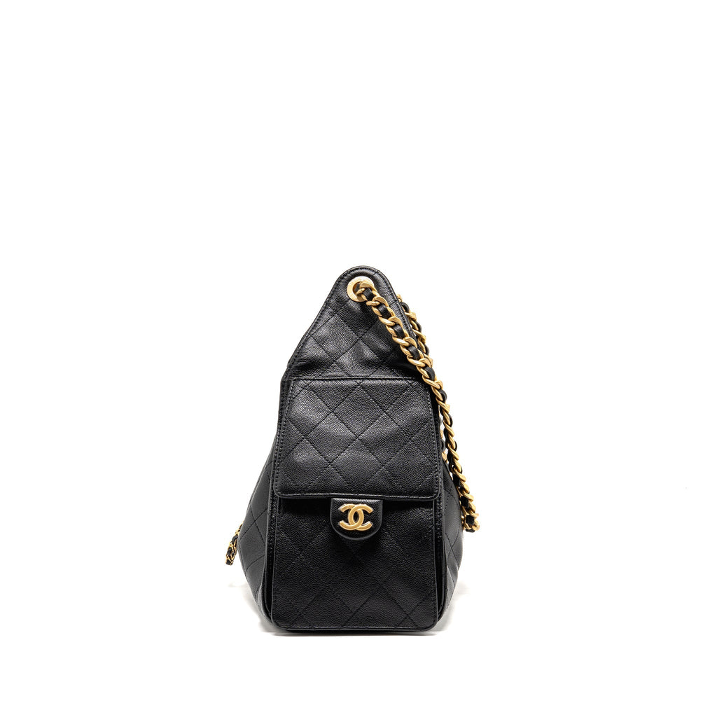 CHANEL SMALL 25 BAG CAVIAR BLACK GHW (MICROCHIP)