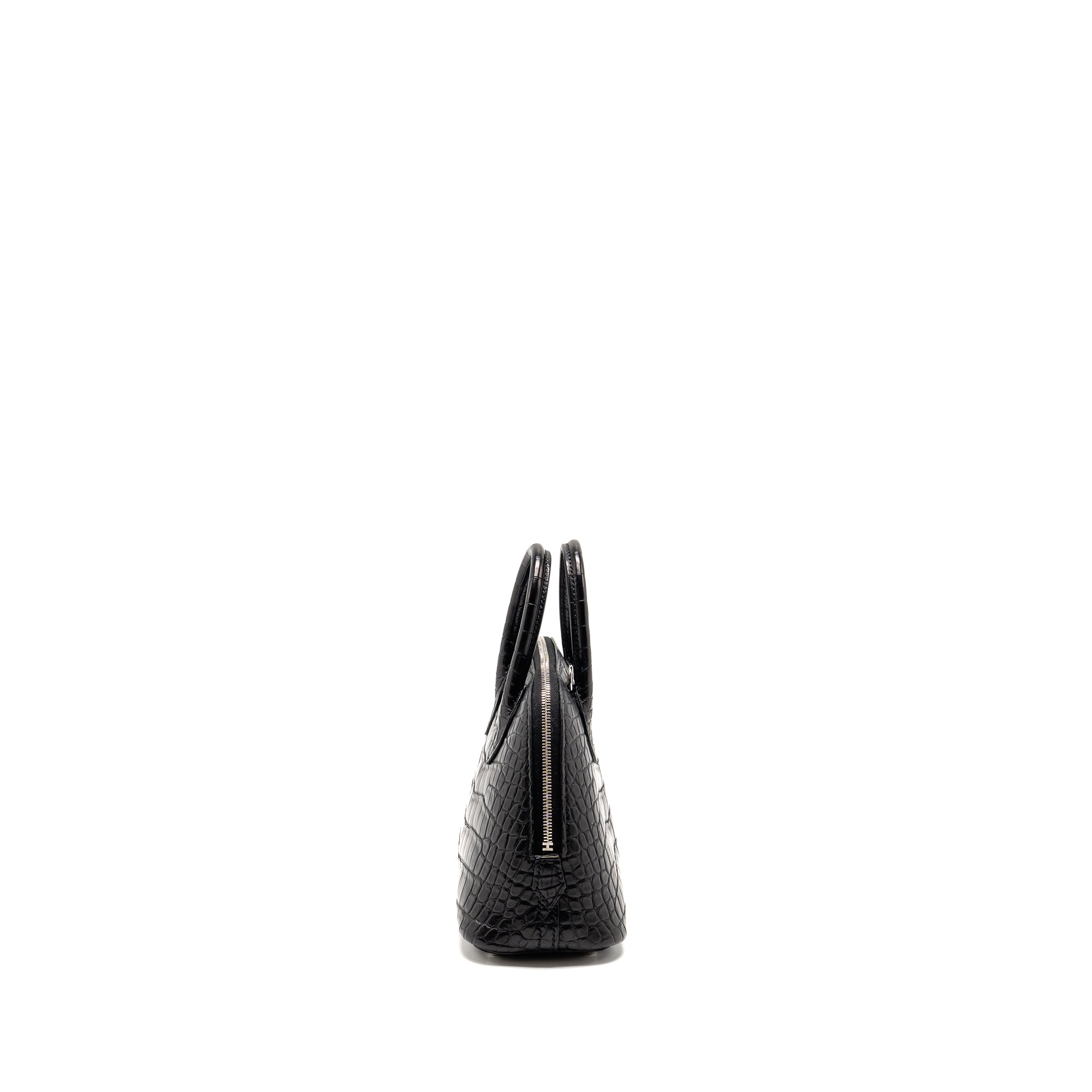 HERMES MINI BOLIDE ALLIGATOR MISSISSIPPIENSIS MAT BLACK SHW