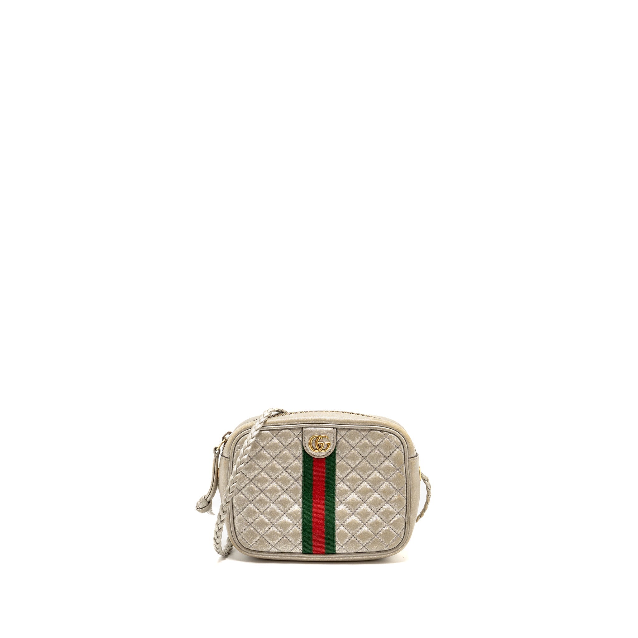 GUCCI GG OPHIDIA CROSSBODY BAG CALFSKIN METALLIC SILVER GHW