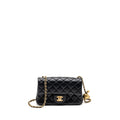 CHANEL PEARL CRUSH MINI RECTANGULAR FLAP BAG LAMBSKIN BLACK GHW (MICROCHIP)