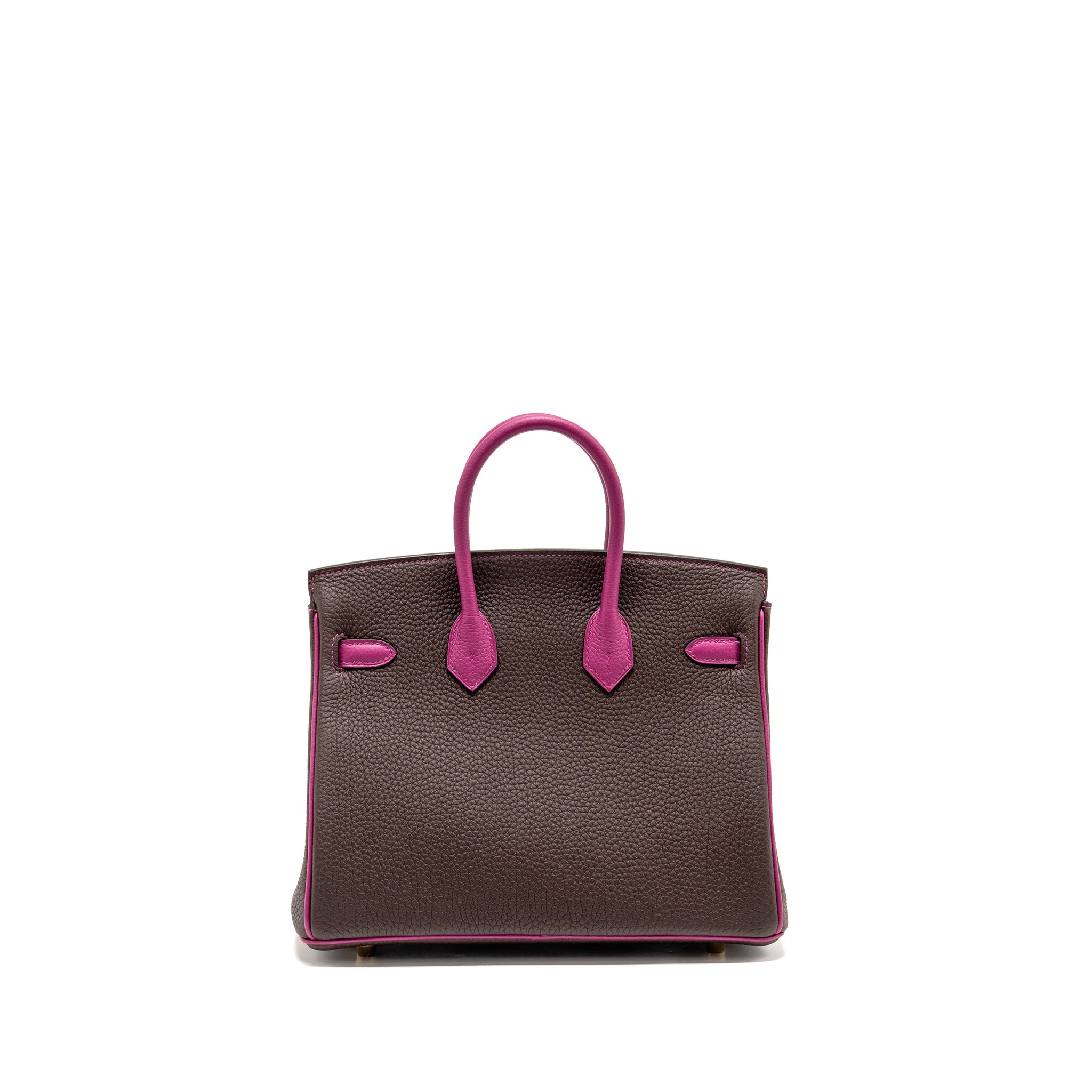 HERMES BIRKIN 25 TOGO CHOCOLATE / ROSE POURPRE BRUSHED GHW