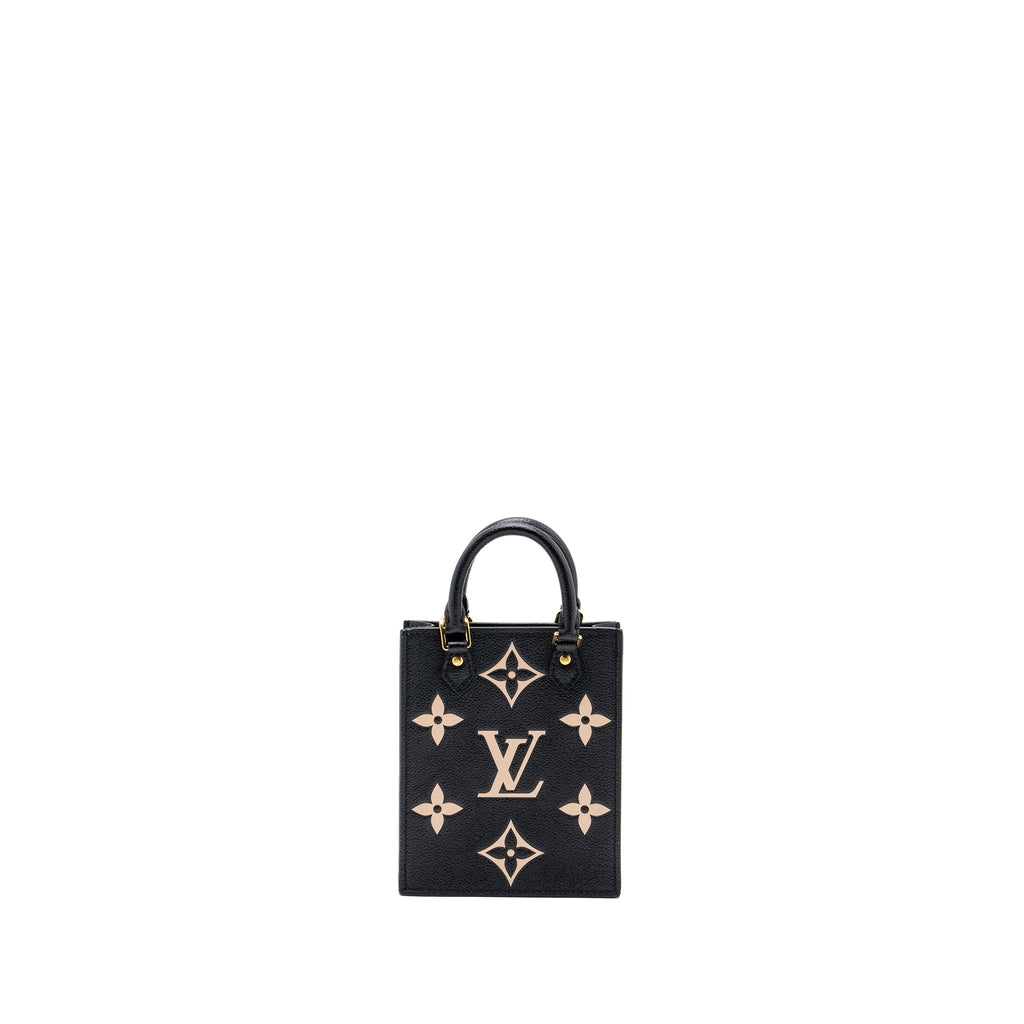 LOUIS VUITTON PETIT SAC PLAT MONOGRAM EMPREINTE BLACK/ BEIGE GHW (NEW VERSION)