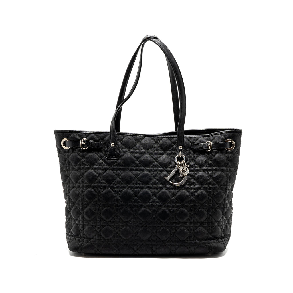 DIOR SHOPPING TOTE BAG FABRIC/LEATHER BLACK SHW
